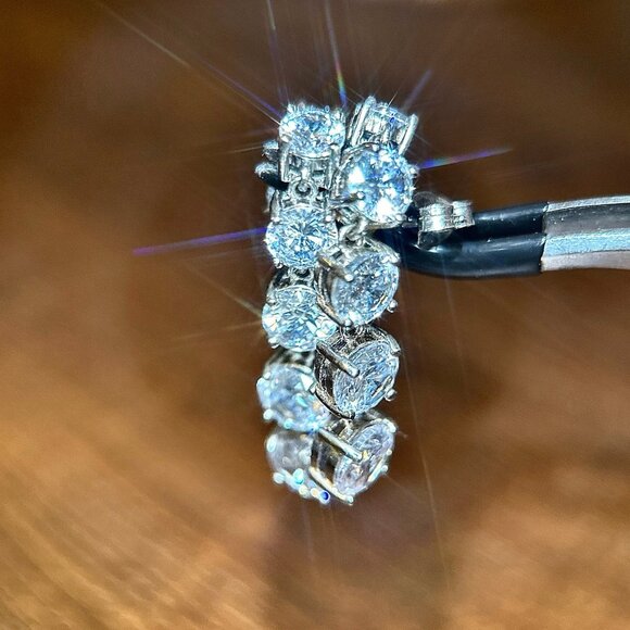 Dazzling 925 Silver Graduated Cz Dangle Earrings - Picture 3 of 7